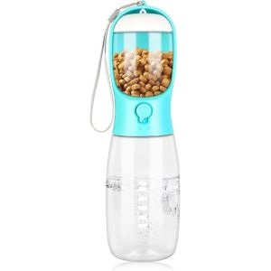 Bouteille D'eau Pour Chien Chat, 550ml Distributeur D'eau Portable Gourde Avec 100ml Bouteille De Collation Et Filtre À Charbon Actif Pour Les Excursions En Camping - Neuf
