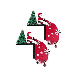 Lot de 2 d&eacute;corations de porte de No&euml;l en m&eacute;tal repr&eacute;sentant le P&egrave;re No&euml;l - Neuf