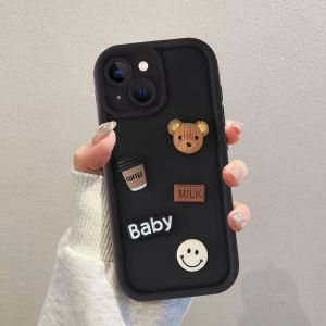 ERSHI-Coques pour iPhone 14 Plus 6,7'', Étui Noir Souple TPU Silicone Aesthetic Ours en Peluche Modèle 3D Dessin Durable Housse de[653] - Neuf