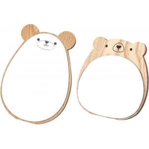 Kal-2 Petit Miroir Design Mignon Avec Ours Miroirs Acryliques Enfants Miroirs 3d En Bois Miroir De Table En Bois Avec Support Détachable - Style Mignon Pour Chambre Salon - Neuf