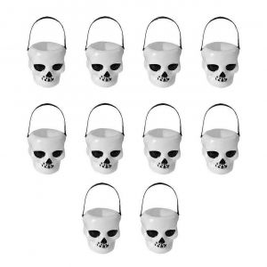 10Pcs Mini Blanc Squelette Halloween Bonbons Bouilloire Halloween Bonbons Seau Crâne Seau Fête Decorati - Neuf