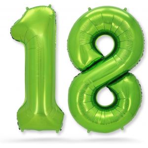 CAUC-&reg; Ballon Anniversaire 18 ans - Ballon Num&eacute;ro 18 Vert H&eacute;lium - D&eacute;coration Anniversaire Sp&eacute;cial 18 ans, F&ecirc;te Gar&ccedil;on Fille - Ballon Festif R&eacute;utilisable pour C&eacute;l&eacute;bration &Eacute;clatante - Neuf