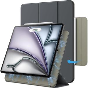 LORANKA-Coque Magnetique pour iPad Air 11 Pouces M3/M2 (2025/2024), iPad Air 5/4 (10,9 Pouces 2022/2020 5eme/4eme G&eacute;n&eacute;ration), iPad Pro 11 (2018), Attachement Magnetique (Gris Fonc&eacute;) - Neuf