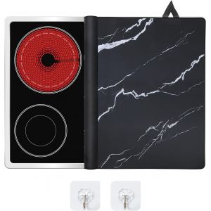 Tapis De Protection Plaque Induction 62x53cm, Couvercle De Plaque De Cuisson Planche &Agrave; D&eacute;couper, Couvre Protection Anti-&Eacute;claboussures Avec 2 Crochets, Antid&eacute;rapant Plaque De Protection En Verre (2) - Neuf