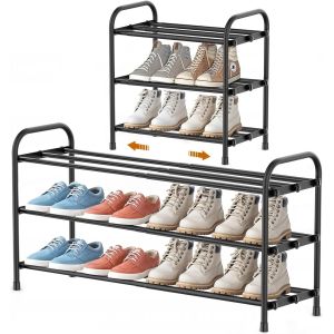 SUBZONAL-tag&egrave;re &agrave; Chaussures Extensible 3 Niveaux 45-80cm, Rangement de Chaussure en M&eacute;tal, Porte Chaussures pour 6-12 Paires, Shoe Rack Gain de Place, pour Placard, Entr&eacute;e, Exterieur, Salon, Chambre - Neuf
