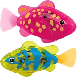 KAL-Lot De 2 Poissons Robots Nageant Dans Plusieurs Directions, À Piles, Jouet Pour Piscine, Jouet Aquatique,Fisher (Jaune Et Rouge, B) - Neuf