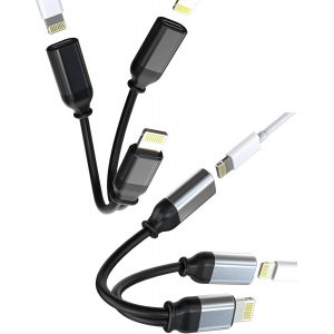Thef-Adaptateur Jack Double Lightning (2 Packs) Accessoires Casque Chargeur Pour Apple Câble Aux Écouteurs Pour Ipad Air Pour Iphone 14 13 Pro Max Charge Audio Headphone Autoradio Connecteur Ip-Jp - Neuf