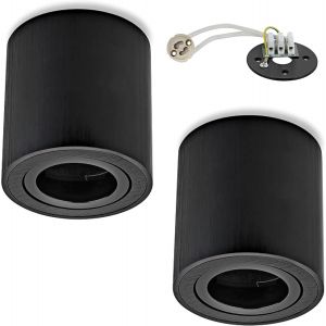 KALSW-Spot En Saillie Gu10 Orientable Plafonnier Spots Avec Douille Gu10 Rond En Plafond Aluminium Noir 80X84Mm Pour Salon Et Chambre 2 Pcs - Neuf