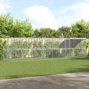 Vidaxl Cage À Poules Argent 800 X 200 X 198.5 Cm Acier Galvanisé - Neuf