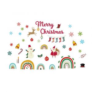 No&euml;l arc-en-ciel de la porte de flocon de neige de l'orignal autocollant de fen&ecirc;tre de magasin b - Neuf