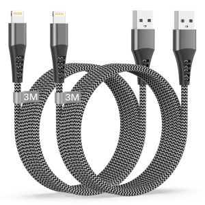 TRAHOO-C&acirc;ble iPhone, Cable Chargeur IPhone 3M/Lot de 2 Certifi&eacute; MFi C&acirc;ble Lightning USB iphone CABLE 3m Long Nylon Fil IPHONE USB Cordon Iphone Fil Charge Rapide pour iphone 14 13 12 11 Pro Max/XS/8/ - Neuf