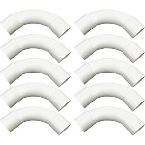 MEVRONISSHOP-10pcs Tube &Eacute;lectrique Manchonn&eacute; en PVC Coudes pour Tube Isolant 90 Degr&eacute;s Connecteur Raccord de Tuyau &Eacute;lectrique C&acirc;ble Canal Installation Murale pour Ext&eacute;rieur 16mm - Neuf