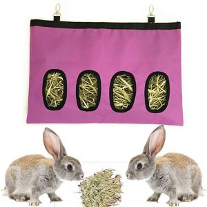 Hjlian Sac De Foin Pour Lapin, Sac D'alimentation Pour Lapin, Sac De Nourriture Pour Rat Hollandais, Sac D'alimentation A Quatre Trous, Sac Suspendu Pour Animaux De Compagnie (Vert) - Neuf