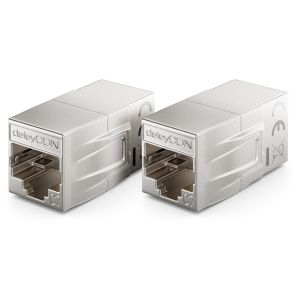 KALANKA-2 Pièces RJ45 Coupleur Cat 7 (10Gbps, 600MHz) Connecteur CAT7 Rallonge Adaptateur Ethernet Métal Compatible avec Cat8, Cat7, Cat6, Cat5 Câble Patch LAN DSL POE 2X RJ45 Femelle, Argenté - Neuf