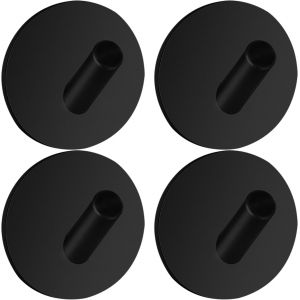 Crochet Autocollant Adhesif, Crochet Salle De Bain Acier Inox 304 Adhesif Mural Avec Coussinet Collant Rond Imperm&eacute;able Pour Salle De Bains, Cuisine, Salon, 4 Pi&egrave;ces, Noir - Neuf