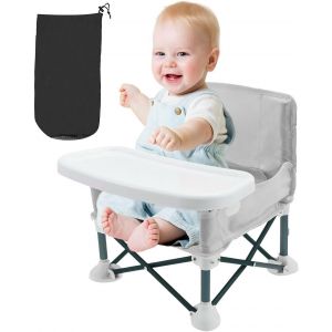 Chaise De Camping Pour B&eacute;b&eacute; - Chaise Haute De Voyage Pour B&eacute;b&eacute; - Avec Ceinture De S&eacute;curit&eacute; Enfant Et Compartiment De Rangement Arri&egrave;re - Rehausseur Pliable Avec Planche &Agrave; Manger Amovible - Pour - Neuf
