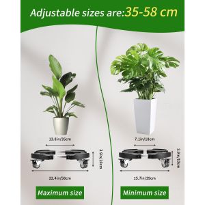 ASFASFq-Porte Plante a roulettes Support Plante Roulette,Support Pot de Fleur Roulette,Ø 41-58cm avec Roue Tournante à 360 ° pour Jardinière, Seau, Porte - vin, Poubelle - Neuf