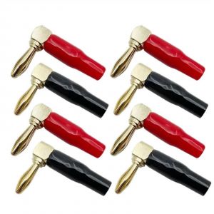 8pcs 4 mm &agrave; Angle Droit de 90 Degr&eacute;s Forme L Fiche Banane Ensemble de Connecteur Rouge Noir M&acirc;le Fiches pour l'Audio Fil de haut-Parleur C&acirc;ble - Neuf