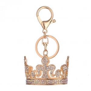 Belle Couronne Strass Motif Porte-Cl&eacute;s Cl&eacute;s Anneau Pendentif Accrocher D&eacute;coration (Blanc) - Neuf