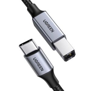 JGD-C&acirc;ble Scanner Imprimante Thunderbolt 3 Type C M&acirc;le vers USB B M&acirc;le Nylon Tress&eacute; Compatible avec MacBook Pro Air iPad Pro Air iMac Chromebook Pixel XPS 17 15 (1M) - Neuf