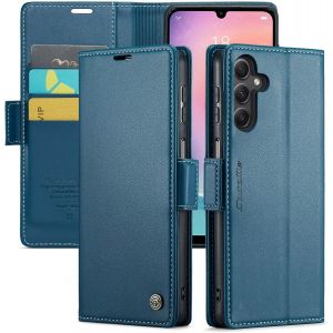 Kal-Coque Pour Samsung Galaxy S25+ 2 Pièces Verre Trempé,Antivol,Prend En Charge Le Chargement Sans Fil, Pochette Fermeture Magnétique Flip Case- Bleu - Neuf