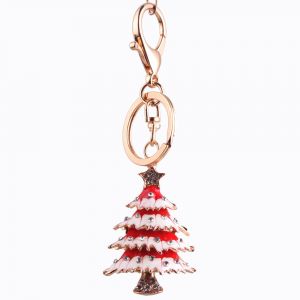1 Rouge De L'arbre De No&euml;l Porte-Cl&eacute;s Charme Pendentif En Or Rose Ton W - Neuf