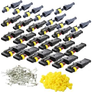 Imperm&eacute;able &agrave; l'eau Connecteur, &Eacute;lectrique Prise M&acirc;le et Femelle, AWG Connecteur &eacute;tanche &eacute;lectrique pour Moto Scooter Auto Truck Marine (1 Pin x 8P 2 Pin x 6P 3 Pin x 6P 4 Pin x 6P) - Neuf