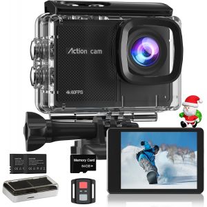 Subzonal-Cam&eacute;ra Sport 4k 60fps Avec Micro Sd 64gb,8x Zoom 131ft Cam&eacute;ras &Eacute;tanche,48mp Cam&eacute;ra D'action Eis,170&deg; Cam&eacute;rasous-Marine T&eacute;l&eacute;commande Wifi 2 * 1350 Mah Divers Accessoires - Neuf