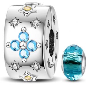 Eryi-925 En Argent Sterling Stopper Spacer Bead Charme Pour Femme Clip Charms Perles Compatible Avec Le Bracelet Pandora (With One Space Bead) - Neuf