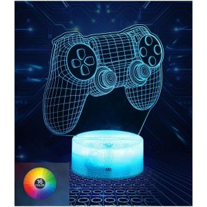 Veilleuse Manette De Jeu Pour Enfants, Lampe Illusion 3d, Veilleuse Design Craquelé Avec Télécommande, Câble Usb Inclus, Décoration De Chambre Pour Garçons Et Filles - Neuf