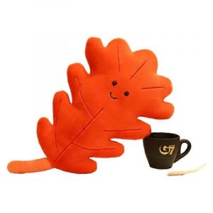 Coussin en peluche en forme de feuille d'&eacute;rable et de coeur pour fille, poup&eacute;e en forme de feuille de ginkgo, coussin pour canap&eacute;, poup&eacute;e en chiffon-Mod&egrave;le de feuille rouge - Neuf