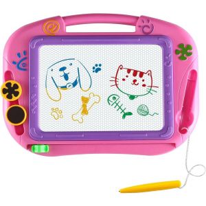 (Rose) Tableau noir magnétique pour enfants, tableau à dessin, bloc-notes Scrabble, fille, garçon, code de voyage, cadeau - Neuf