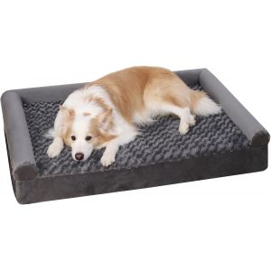 Panier Grande Taille Pour Chien, 91x68x16cm, Orthop&eacute;dique Canap&eacute;, Lit Housse D&eacute;houssable Et Lavable, Gris - Neuf