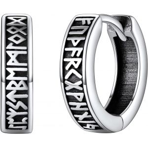 Tianyi-Viking Homme Boucle D'oreille Runes Nordiques En Acier Inoxydable/Argent 925, Créole Petit Anneau Celtique Piercing Pour Oreille Percée - Neuf