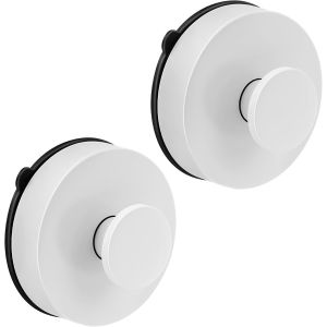 Crochets Ventouse Sous Vide,2 pièces Crochet Mural d'Aspiration,ABS Ventouse Salle de Bain Étanche,Amovible et Crochet Mural Ventouse pour Cuisine,Porte en Verre (Blanc) - Neuf