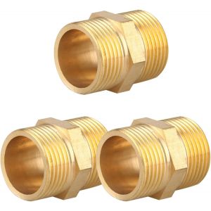 Kalanka-Mamelon Double G3/4"" (&Oslash; 25,7mm) Laiton M&acirc;le,3 Pi&egrave;ces Mamelon Double Hexagonal G3/4""M/M,Raccord De Jonction 2 X M Raccord Filet&eacute;,Double Mamelon Raccords En Laiton Convient Pour L'eau Potable - Neuf