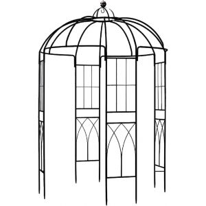 Mevronisshop-Garden Style Fran&ccedil;ais Pergola En M&eacute;tal, Plantes Grimpantes Terrasse Patio Arceau &Agrave; Rosiers,Mariage Arche Colonne De Jardin 271x207x207 Cm Noir - Neuf