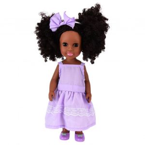 Poupee Bebe Fille Afro-Americaine De 35 Cm, Lavable Et Realiste, Avec Robe Tendance Et Cheveux Boucles, Pour Filles Et Enfants - Neuf