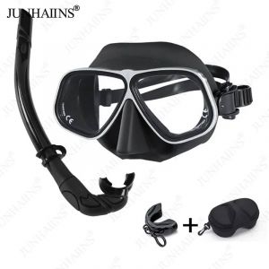 Junhains Masque De Plongée Gratuit Lunettes En Alliage D'aluminium De Grande Capacité Cadre Tube De Respiration Humide Ensemble De Tuba Pour La Plongée Libre,La Plongée En Apnée--M7b1s1 Grey 3ps - Neuf