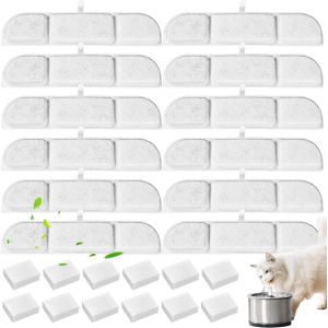 Subzonal-Fontaine Pour Chat Lot De 12 Filtres Sans Fil Avec D&eacute;tecteur De Mouvement, Filtre Pour Fontaine &Agrave; Eau Automatique De 2,5 L - Neuf