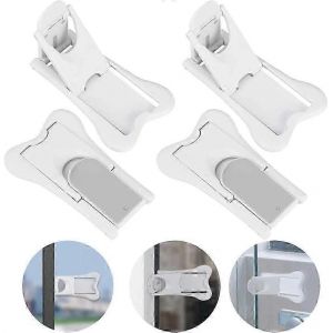 4 Serrures De Porte Coulissante Pcs Pour La S&eacute;curit&eacute; Des B&eacute;b&eacute;s,Serrures De S&eacute;curit&eacute; Pour Enfants Sans Cl&eacute; Serrure Enfant De Porte Coulissante Adh&eacute;sive Forte 3m,Blanc - Neuf