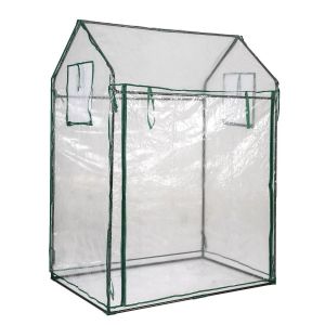 Mini Serre &Agrave; Tomates 129 X 80 X 173 Cm Protection Toutes Saisons Ventilation Optimale En Pvc Transparent Noir Helloshop26 20_0018800 - Neuf