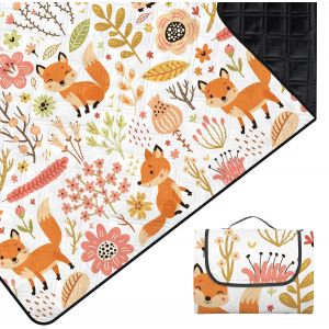 Ulteronixshop-Enfant Couverture Pique Nique Imperm&eacute;able 200x200 Cm, Tapis De Plage Grand Lavable En Machine, Couverture De Plage Pliable L&eacute;ger Pour Camping Voyage Randonn&eacute;e, Renard - Neuf