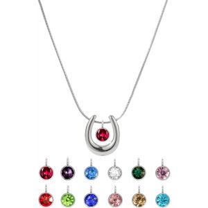 Kal-Femmes Argent Fer À Cheval Collier, Pierre De Naissance Fille Pierre D'anniversaire Diamant Pendentif Femme Bijoux Anniversaire Cadeau Personnalisé Collier - Neuf