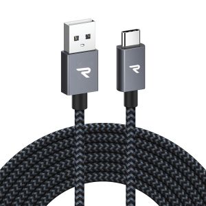 THEF-Cable USB C 3M, Cable USB Type C Charge Rapide 3A QC 3.0, Cable Chargeur USB C USB2.0 Nylon Tressé pour iPhone 15/15 Pro, Samsung Galaxy s21/s20/s10/s9/s8, Huawei P30/P20, Xiaomi-Gris Sidéral - Neuf