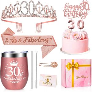 Lbgwp60-Coffret Cadeau Femme 30 Ans - Anniversaire Maman Soeur Amie - Idée Cadeau Avec Couronne Et Écharpe - Neuf