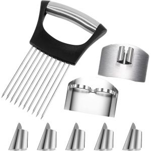 Coupe Oignon 1 Coupe-L&eacute;gumes 2 Prot&egrave;ge-Doigts Anti-Coupure 5 Prot&egrave;ge-Doigts Pour Couper Les Oignons,Les Pommes De Terre,Les Pommes Et Autres Aliments. - Neuf