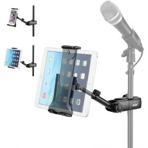 Microphone Tablet Stand, Music Microphone Stands, 360 Degree Rotating, Tablet And Phone Holder For Ipad, Ipad Pro, Ipad Air Mini, 4.7-12.9 Inch Tablets Smartphones - Neuf