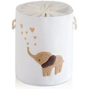 SUBZONAL-Panier &agrave; Linge pour B&eacute;b&eacute;, Panier &agrave; Linge en Toile de 58L Extra Large pour V&ecirc;tements de B&eacute;b&eacute;, Panier &agrave; Linge Pliable pour Nursery avec Fermeture &agrave; Cordon (Marron) - Neuf