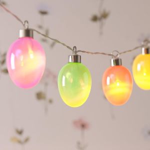 Jgd-Guirlande Lumineuse Avec 10 ?Ufs De P&acirc;ques En Verre Et Led Blanc Chaud &Agrave; Piles Avec Minuterie D&eacute;coration De P&acirc;ques Pour Int&eacute;rieur - Neuf